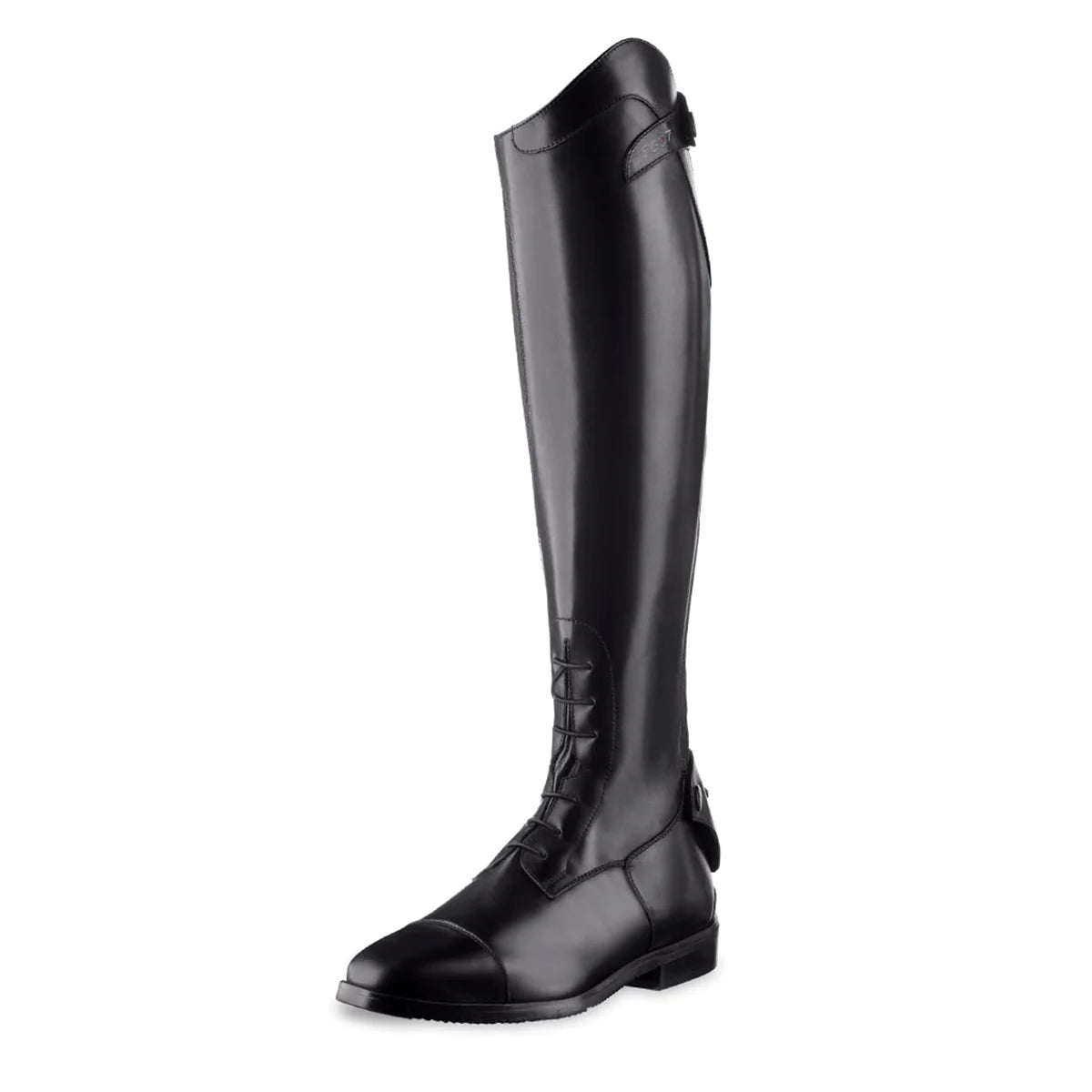 Ego7 Orion Full Leather Long Riding Boots with Laces - Black - Height - Short