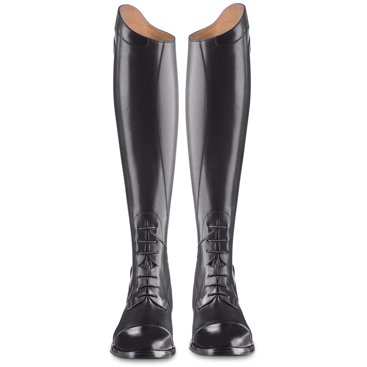 Ego7 Orion Full Leather Long Riding Boots with Laces - Black - Height - Short