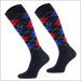 Adult Argyle Cotton Socks with Lurex - Navy/Red