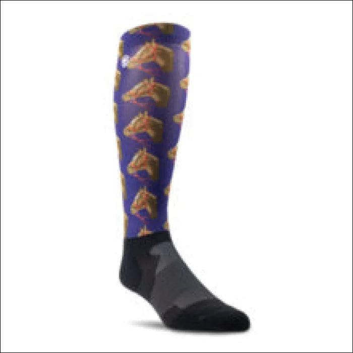 Ariat Ariattek Slim Printed Socks - Navy Horses