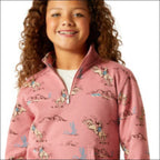 Ariat Girls Bronc Scene 1/4 Zip Sweatshirt - Toile
