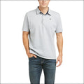 Ariat Mens Medal Button Polo Short Sleeve - Heather Grey