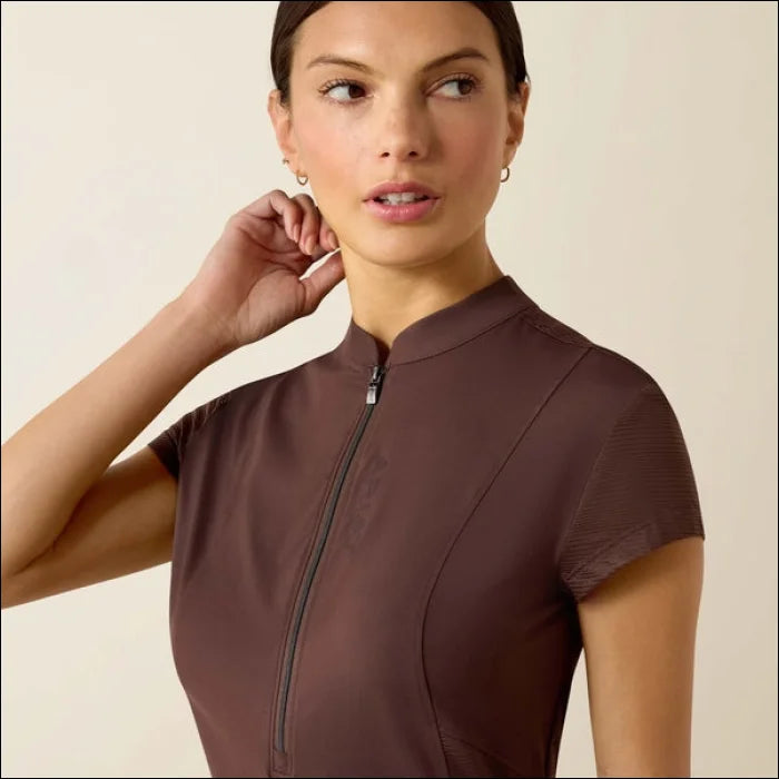 Ariat Women’s Breathe 1/2 Zip Cap Sleeve Baselayer - Brown