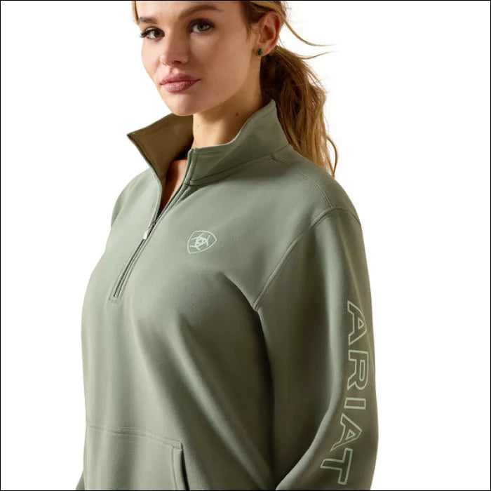 Ariat Women’s Foundation Logo 1/2 Zip Sweatshirt - Khaki