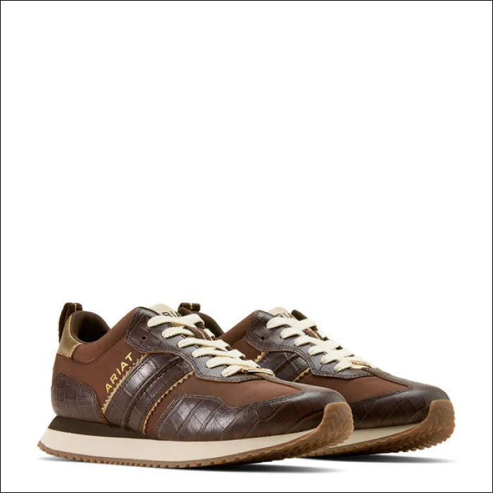 Ariat Wms Ranch Runner Aged Tan/Luxe Espresso Croc Print