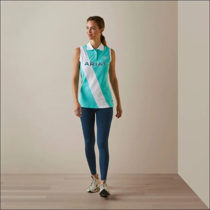 Ariat Womens Taryn Sleeveless Polo Shirt - Pool Blue