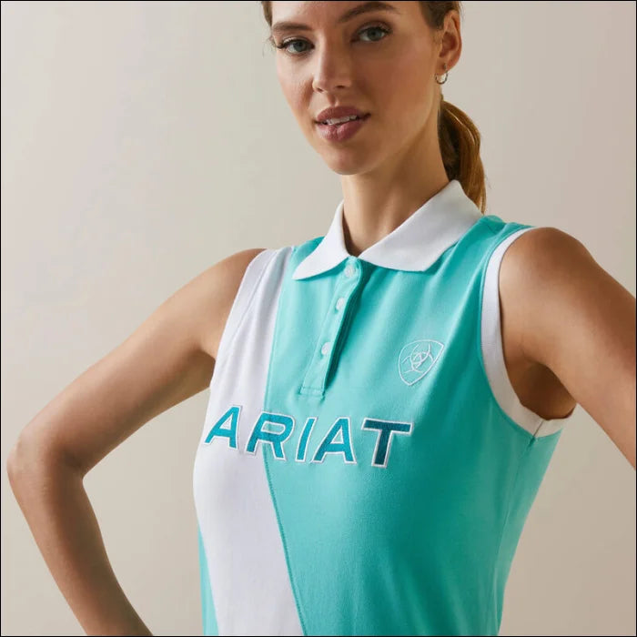 Ariat Womens Taryn Sleeveless Polo Shirt - Pool Blue