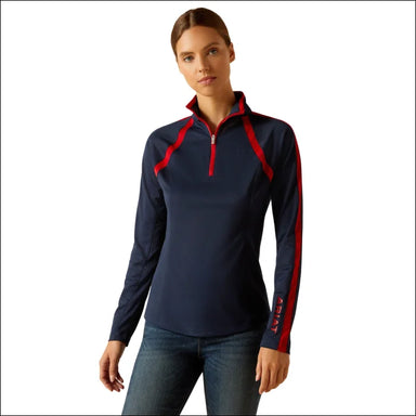 Ariat Womans Sunstopper 3.0 Long Sleeve Baselayer - Navy/Red
