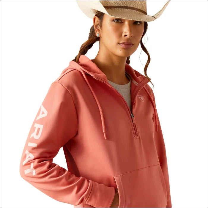 Ariat Womens Tek Hoodie 1/2 Zip Hood - Faded Rose