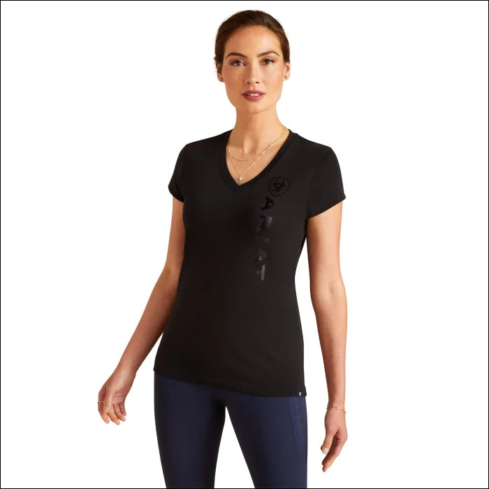 Ariat Women’s Vertical Logo V Short Sleeve T-shirt - Black