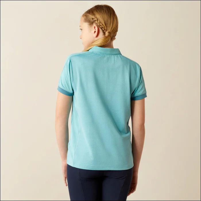 Ariat Youth Bandera 1/4 Zip Short Sleeve Polo - Aqua