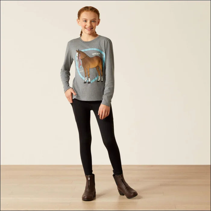 Ariat Youth Champion Pony Long Sleeve T-Shirt - Heather Grey