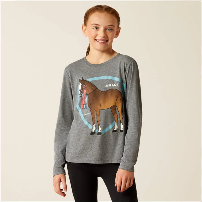 Ariat Youth Champion Pony Long Sleeve T-Shirt - Heather Grey