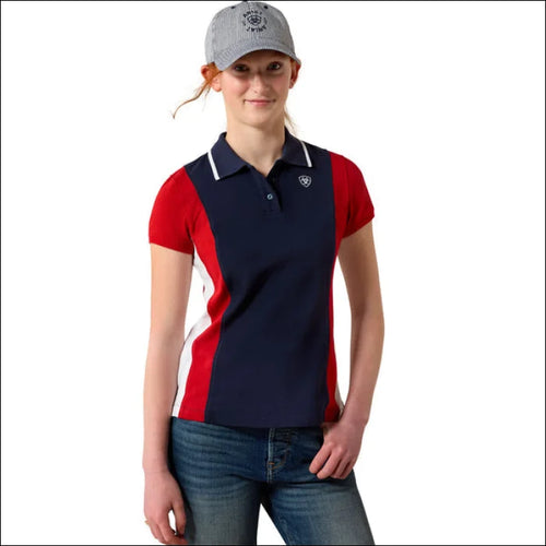 Ariat Youth Taryn Short Sleeve Polo - XS / Navy/Red