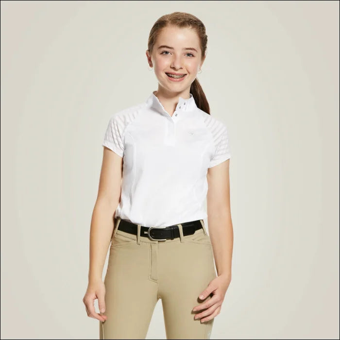 Ariat Youth Aptos Vent Short Sleeve Show Shirt - White