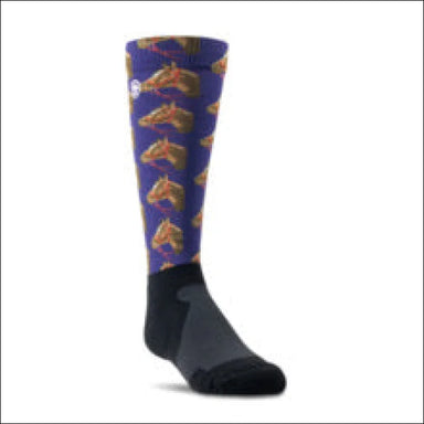 Ariat Youth Ariattek Slim Print Socks - Navy Horses
