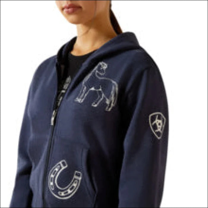 Ariat Youth Spiffy Full Zip Sweatshirt Navy Heather