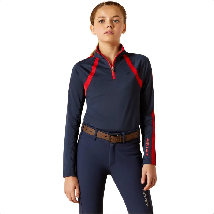 Ariat Yth Sunstopper 3.0 LS Baselayer Navy/Red