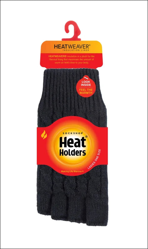Ayla Ladies Heat Holders Fingerless Gloves Black