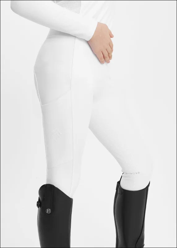 Aztec Diamond Junior Full Seat Riding Leggings - White