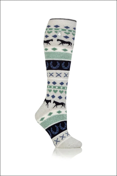 Banbury Fairisle Heat Holders Long Light Grey Socks