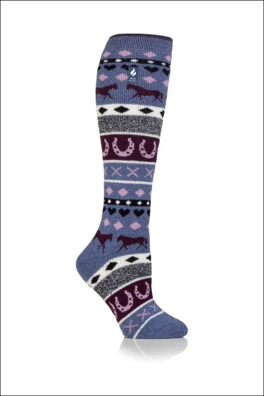 Croxton Fairisle Heat Holders Long Socks - Denim