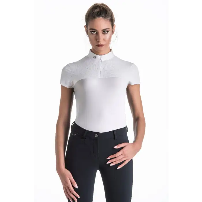 Ego7 Ladies Mesh Short Sleeve Show Shirt - Navy/White
