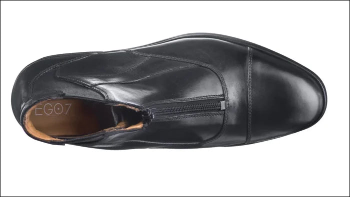Ego7 Taurus Zip Front Leather Short Boots - Black