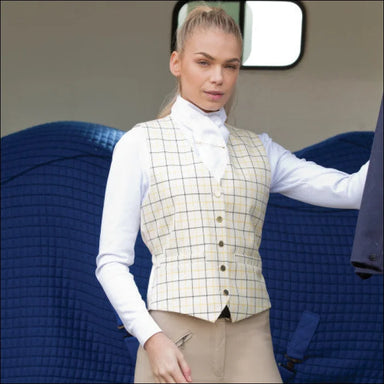 Equetech Ladies Check Waistcoat - Gold/Black