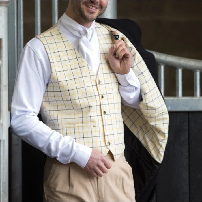 Equetech Mens Check Waistcoat - Gold/Black