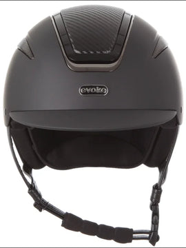 Evoke Callisto Classic Peak Riding Helmet - Black Carbon/Gunmetal