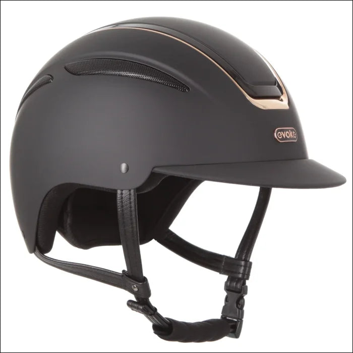 Evoke Callisto Classic Peak Riding Helmet - Black/Rose Gold