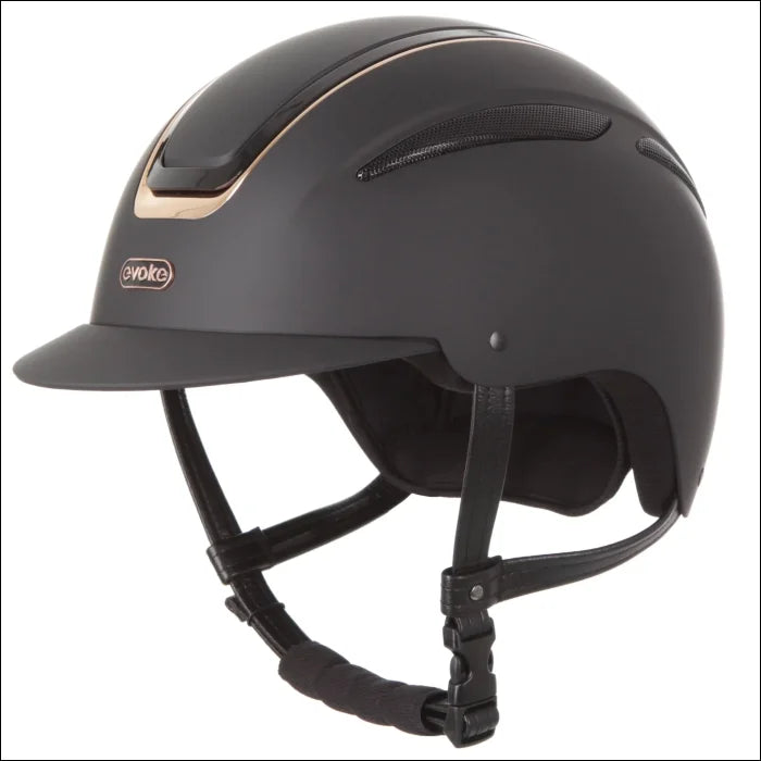 Evoke Callisto Classic Peak Riding Helmet - Black/Rose Gold