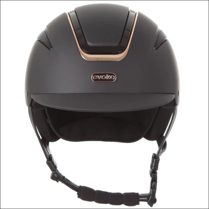 Evoke Callisto Classic Peak Riding Helmet - Black/Rose Gold