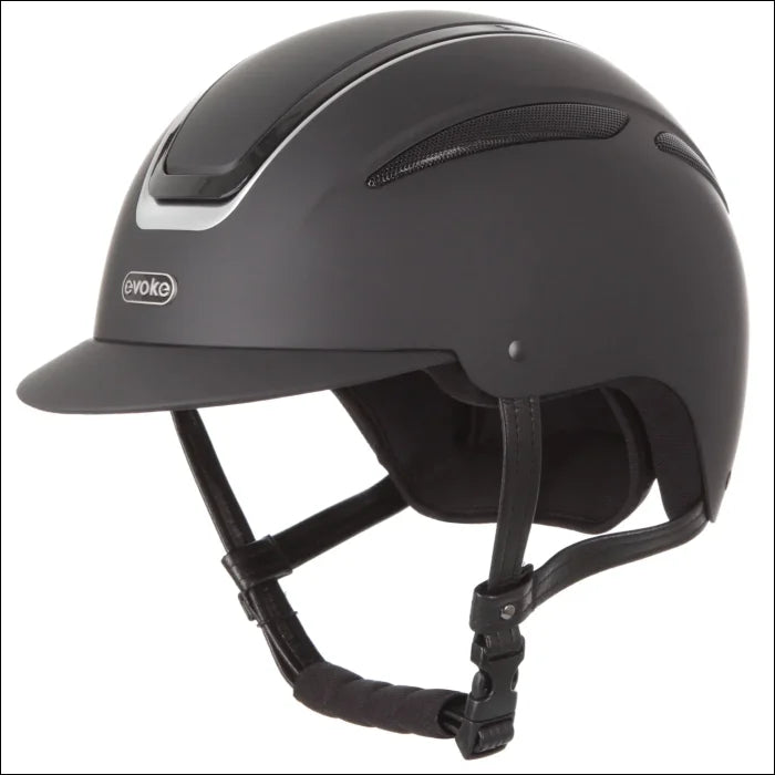 Evoke Callisto Classic Peak Riding Helmet - Black/Silver