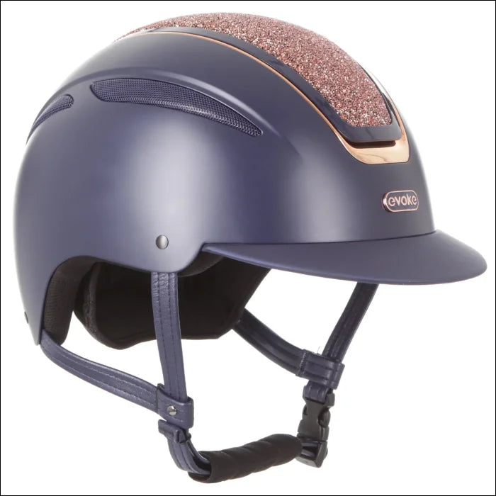 Evoke Callisto Classic Peak Riding Helmet - Navy/Rose Gold