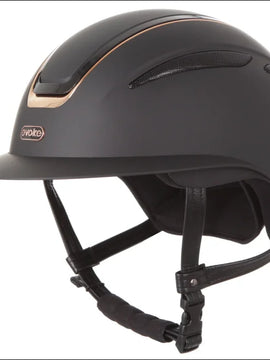 Evoke Callisto Wide Peak Riding Helmet - Black/Rose Gold