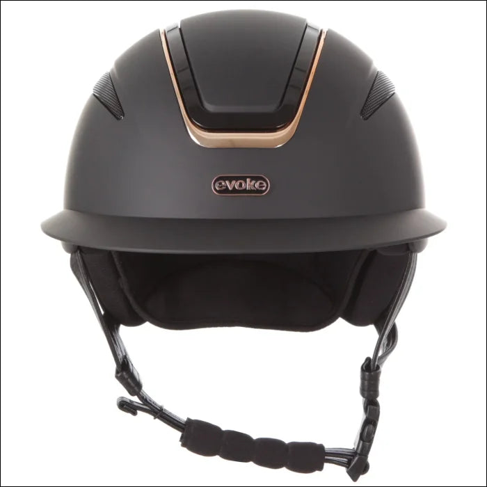 Evoke Callisto Wide Peak Riding Helmet - Black/Rose Gold