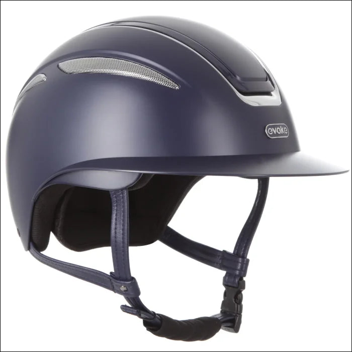 Evoke Callisto Wide Peak Riding Helmet - Navy/Chrome