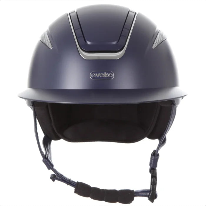 Evoke Callisto Wide Peak Riding Helmet - Navy/Chrome