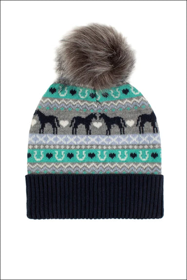 Fika Junior Fairisle Pom Hat - grey