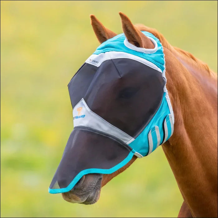 Fine Mesh Fly Mask With Ear Hole & Nose Black - Teal