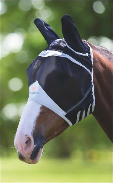 FlyGuard Pro Fine Mesh Fly Mask with Ear - Black / Small