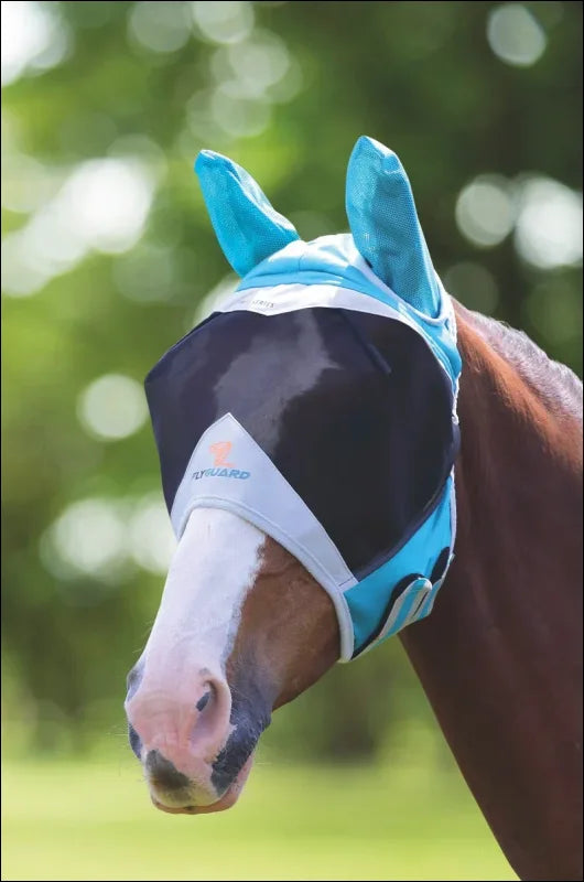FlyGuard Pro Fine Mesh Fly Mask with Ear - Teal / Small Pony