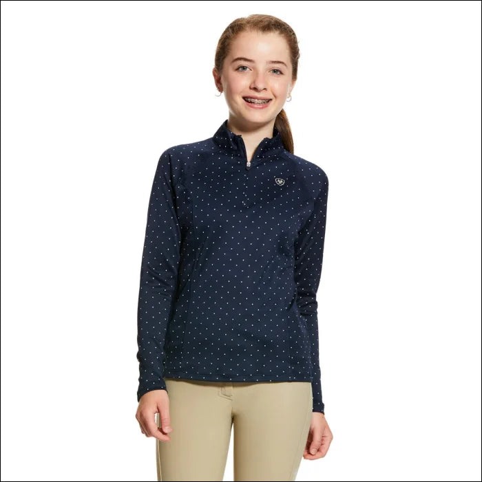 Ariat Girls Sleeve Sunstopper 2.0 1/4 Zip Base Layer - Navy