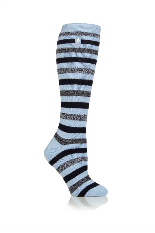 Grafton Stripe Heat Holders Long Sky Blue Socks