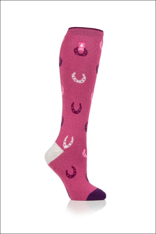 Hawick Horseshoe Heat Holders Long Pink Socks