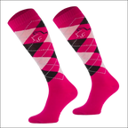 Junior Argyle Cotton Socks with Lurex - Pink