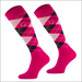 Junior Argyle Cotton Socks with Lurex - Pink