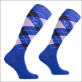 Junior Argyle Cotton Socks with Lurex - Royal